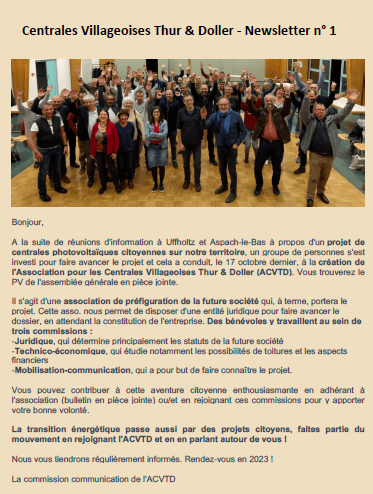 Newsletter n°1 (23/12/2022)